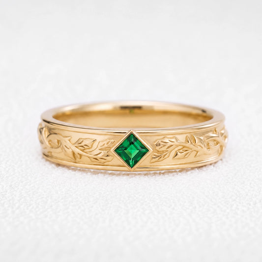 Orion’s Keystone | Square Green Sapphire Men’s Band