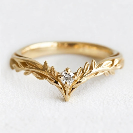 Angel’s Garden | Diamond Leaf Wedding Band