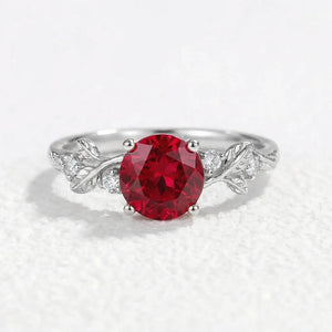 Scarlett’s Sprig | Round Ruby Solitaire Engagement Ring.