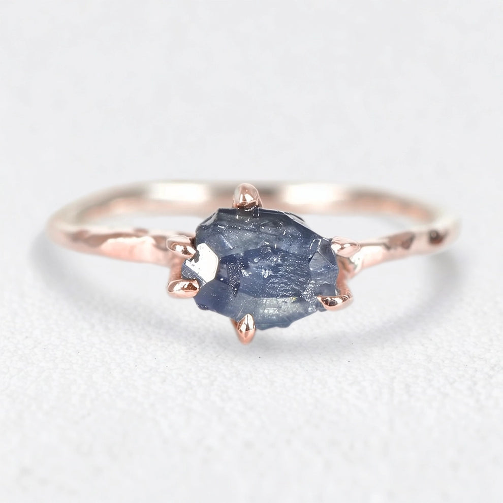 Gaia’s Gem | Organic Raw Sapphire Solitaire Engagement Ring.