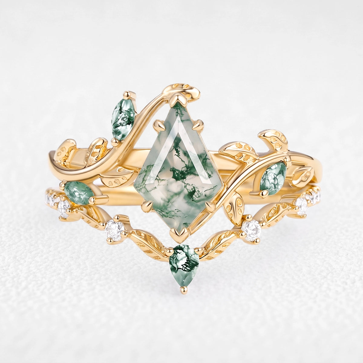 Daphne’s Vine | Kite Cut Moss Agate Bridal Set 2pcs