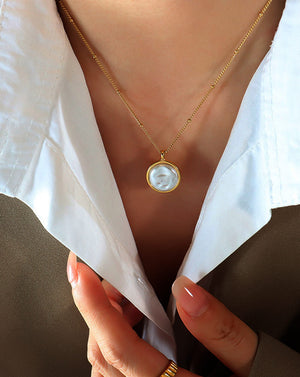 Handmade Greek Inspired Single Baroque Pearl Pendant Necklace