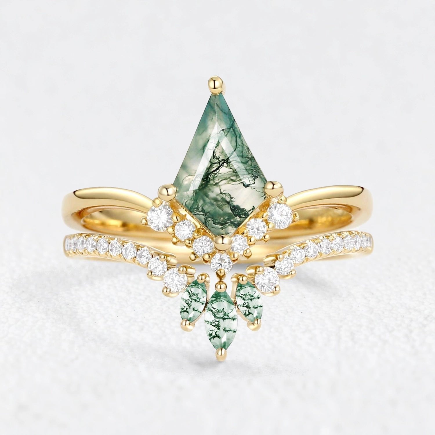 Hazel‘s Wildwood | Kite Moss Agate Chevron Bridal Duo