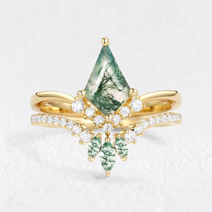 Hazel‘s Wildwood | Kite Moss Agate Chevron Bridal Duo