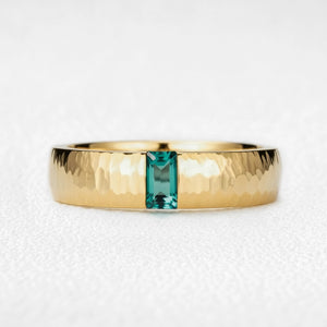 Eleonora’s Keystone | Vintage 2CT Marquise Diamond & Hammered Emerald Couple Set