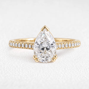 Aurora’s Reverie | 1.5CT Pear Diamond Solitaire Pave Engagement Ring