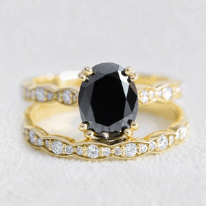 Nyx’s Eclipse | Classic Oval Black Diamond Bridal Set 2pcs.