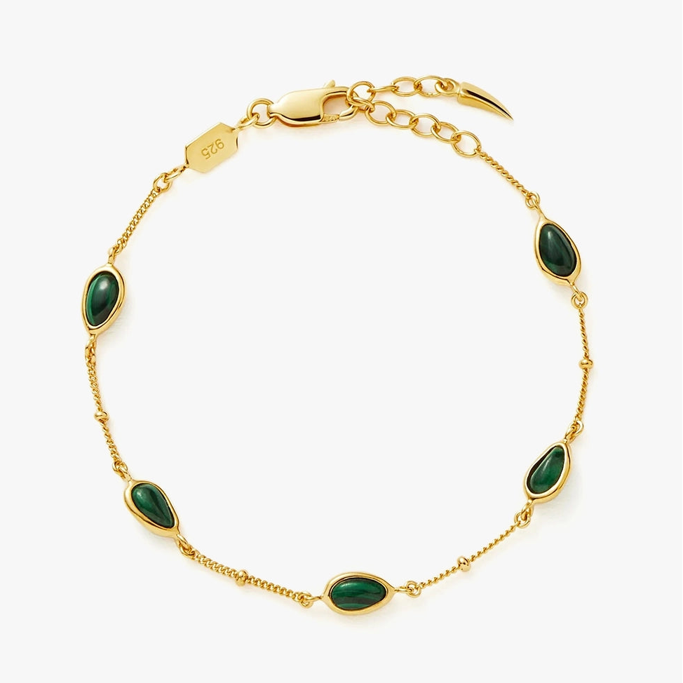 18K Gold Vermeil Magma Gemstone Charm Bracelet.