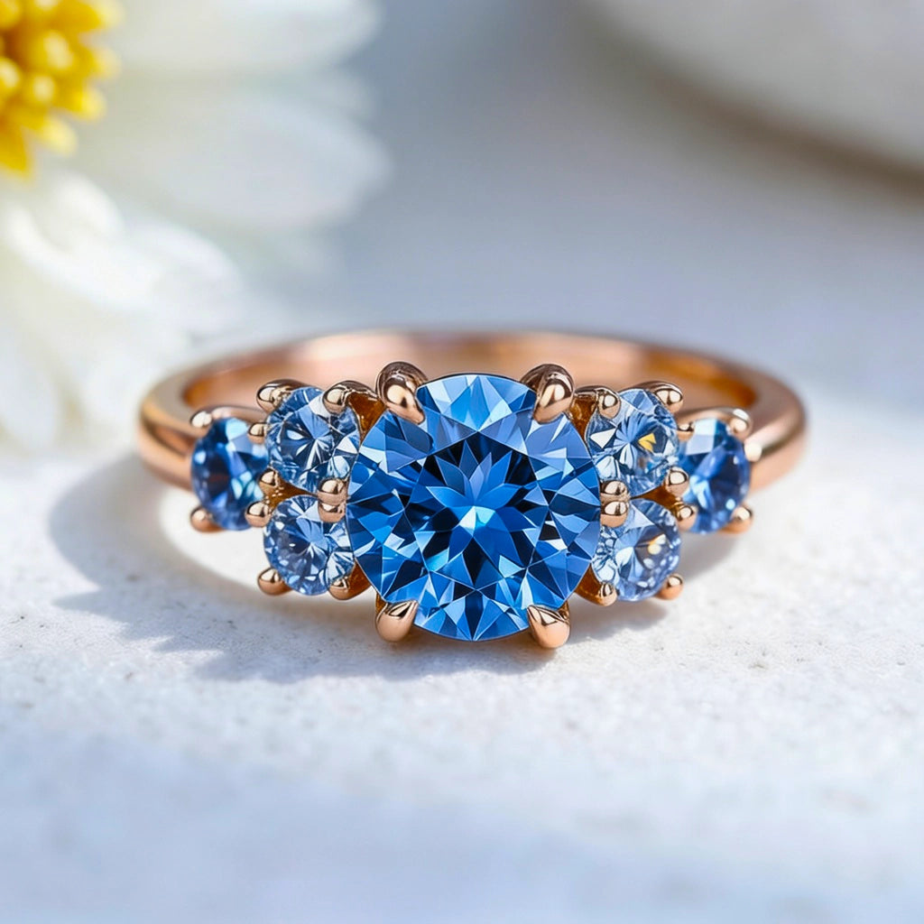 The Luciana Triptych | 1CT Blue Sapphire Ring.