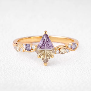 Iris’s Aurora | Kite Fantasy-Cut Yellow-Blue Gradient Quartz Engagement Ring