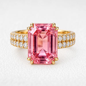 Lyra‘s Aquarelle | 3CT Emerald Cut Pink Sapphire Engagement Ring