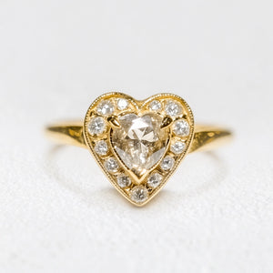 Isolde’s Sincere | Evertrue Halo Heart Salt & Pepper Diamond Engagement Ring.