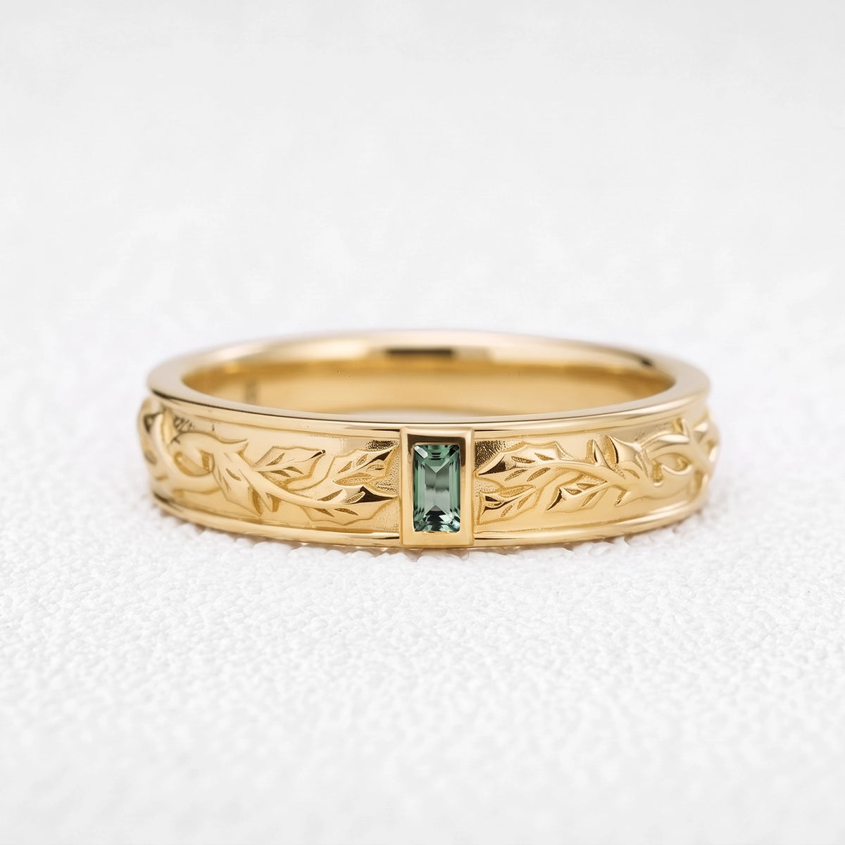 Orion’s Keystone | Baguette Green Sapphire Men’s Band