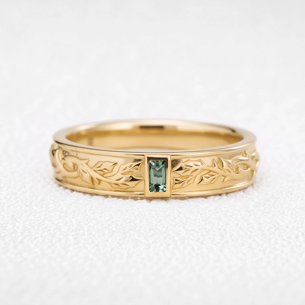 Orion’s Keystone | Baguette Green Sapphire Men’s Band