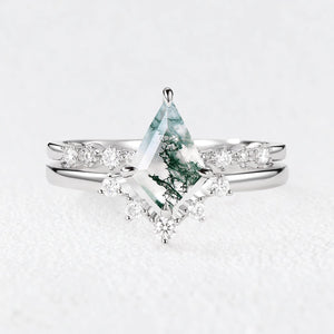 Eleonora’s Grace | Kite Cut  Moss Agate Vintage Bridal Duo