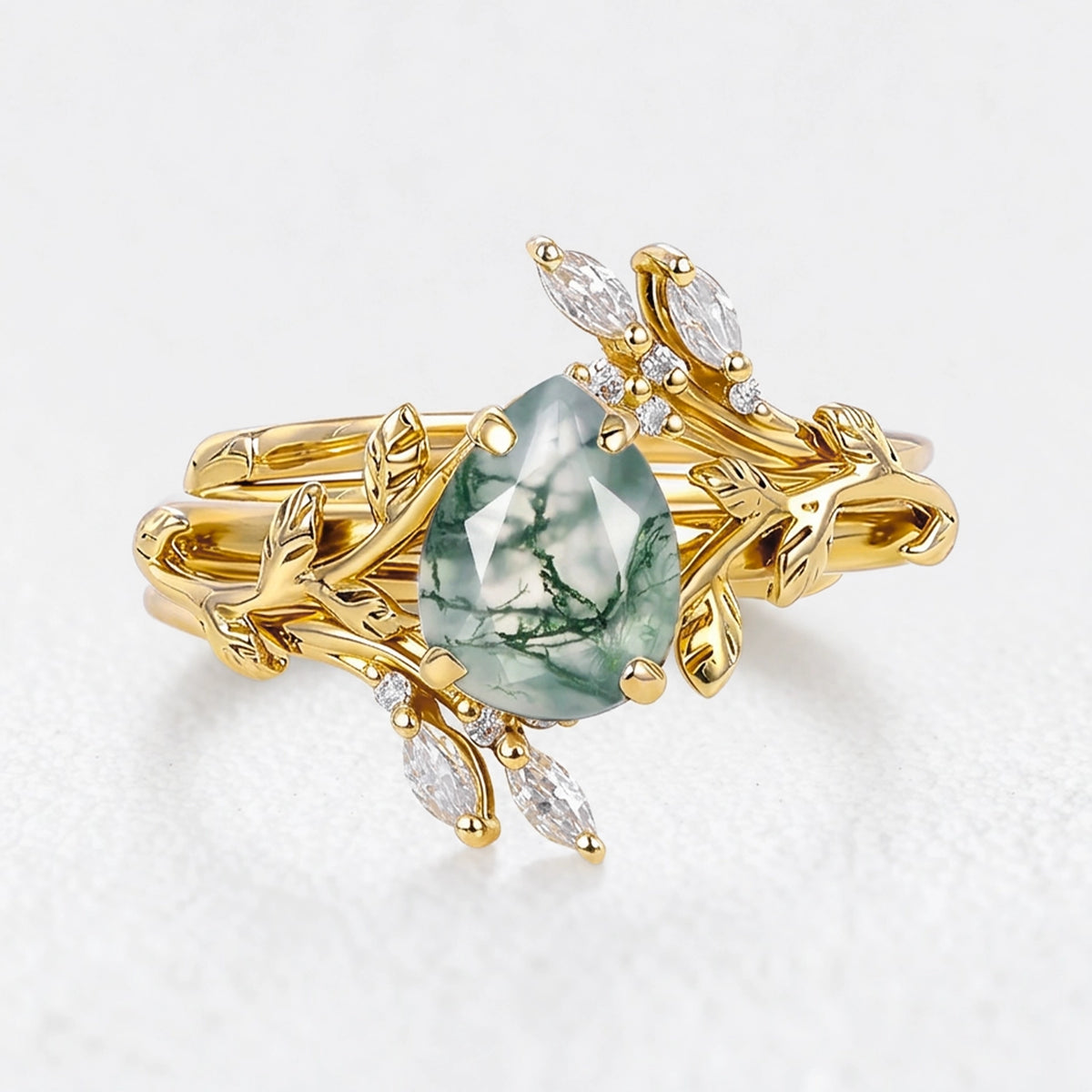 Isadora's Interlace | Pear Moss Agate Foliage Bridal Duo