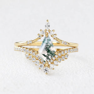 Alexandra’s Heritage | Moss Agate Chevron Cluster Bridal Duo