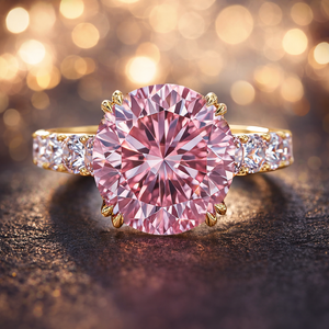 The Gilded Muse | Vintage 3CT Pink Solitaire Engagement Ring in Solid Gold.