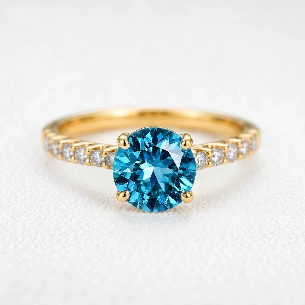 Marina’s Azure | Round Cut Blue Sapphire Engagement Ring