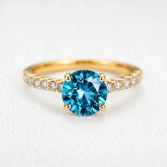 Marina’s Azure | Round Cut Blue Sapphire Engagement Ring