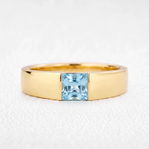 Orion’s Tide | Princess-Cut Aquamarine Men’s Band