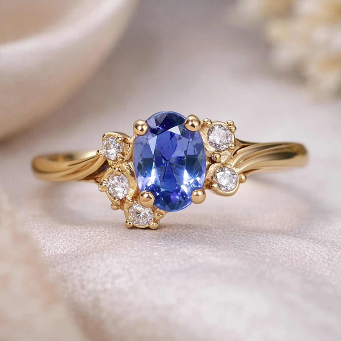 Vintage Twine | Oval  Blue Sapphire Solitaire Ring.