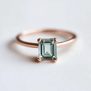 Gaia’s Solace | Emerald Cut Green Tourmaline Solitaire Engagement Ring.