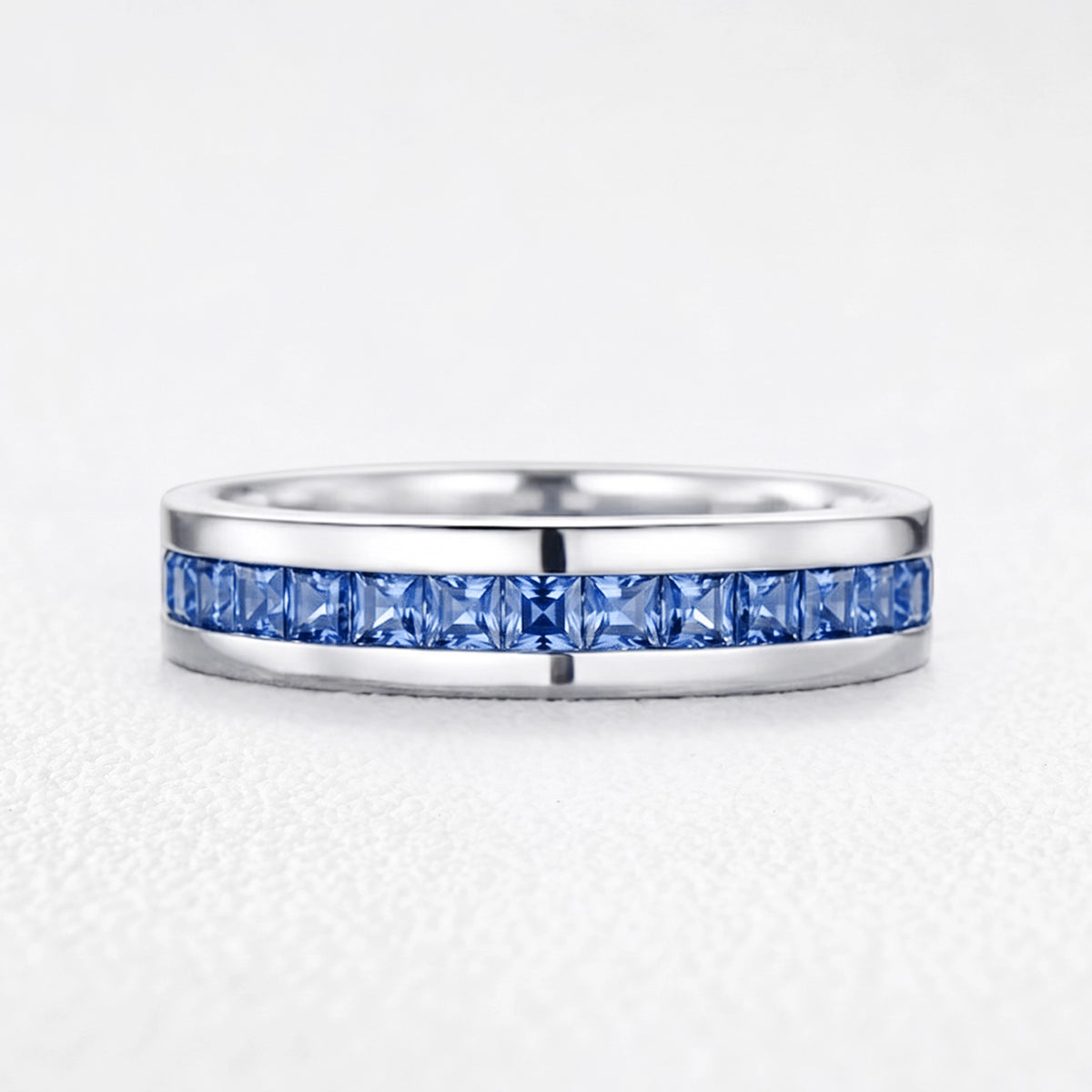 Odysseus’s Compass | Half-Eternity Square-Cut Cornflower Sapphire Men’s Band