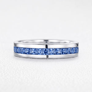 Odysseus’s Compass | Half-Eternity Square-Cut Cornflower Sapphire Men’s Band