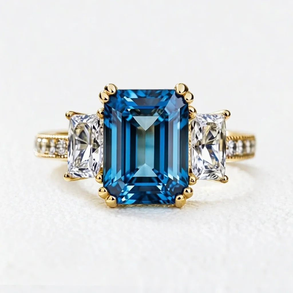 Cleo’s Legacy | 3CT Royal Blue Baguette Sapphire Engagement Ring