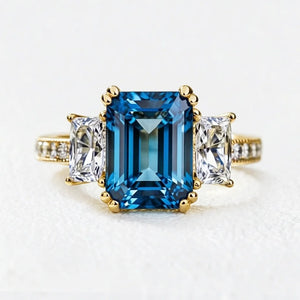 Cleo’s Legacy | 3CT Royal Blue Baguette Sapphire Engagement Ring