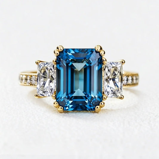 Cleo’s Legacy | 3CT Royal Blue Baguette Sapphire Engagement Ring