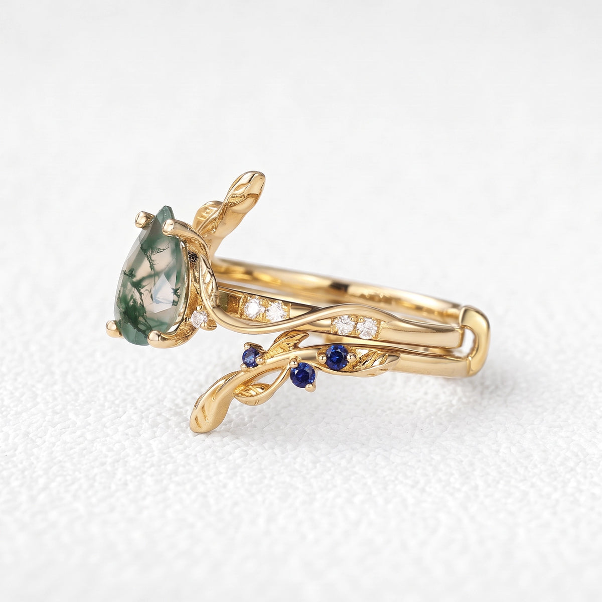 Cressida’s Companion | Pear Moss Agate  Enhancer Bridal Set 2pcs