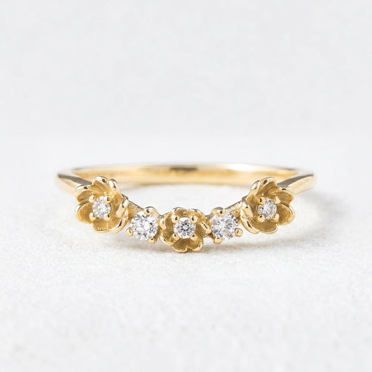 Flora’s Arc | Curved Diamond Flower Wedding Band.