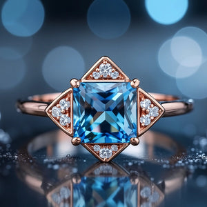 Diana's Grace | 1CT Vintage Princess Cut Blue Sapphire  Ring.