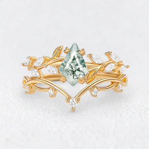 Genevieve’s Verdant | Kite Moss Agate Foliage Bridal Duo