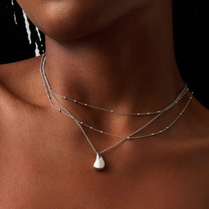 Savi Droplet Pendant & Double Necklace Set | Sterling Silver.