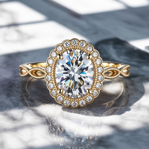 The Rosalind 3CT Oval Cut Moissanite Ring