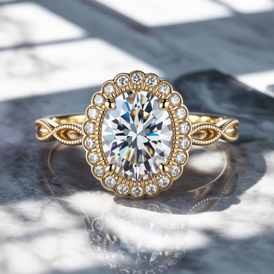 The Rosalind 3CT Oval Cut Moissanite Ring