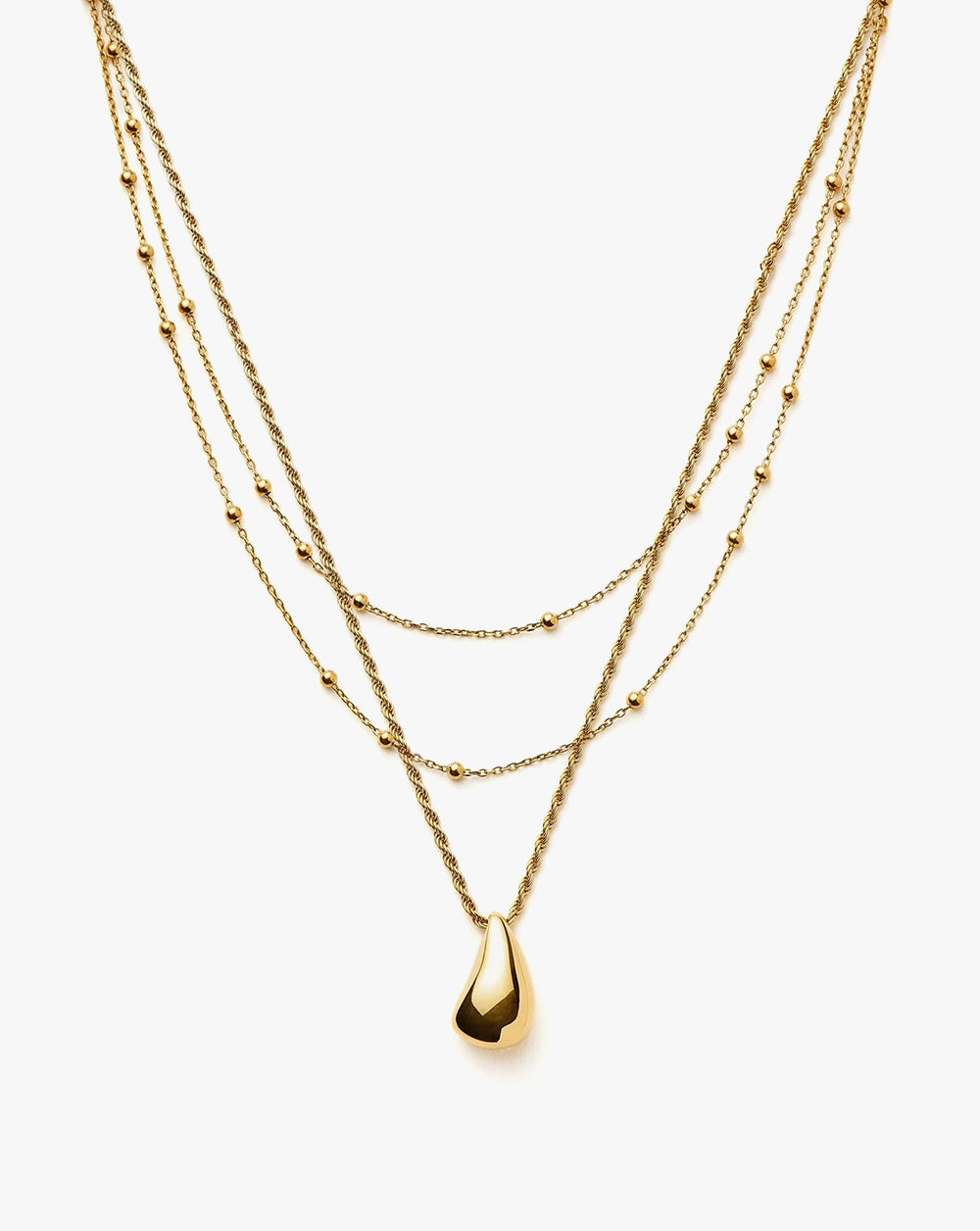 18K Gold Vermeil Droplet Pendant & Double Necklace Set.
