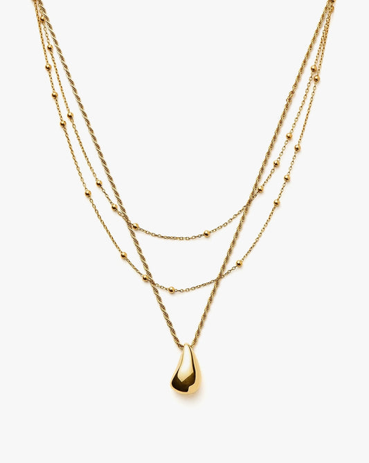 18K Gold Vermeil Droplet Pendant & Double Necklace Set.