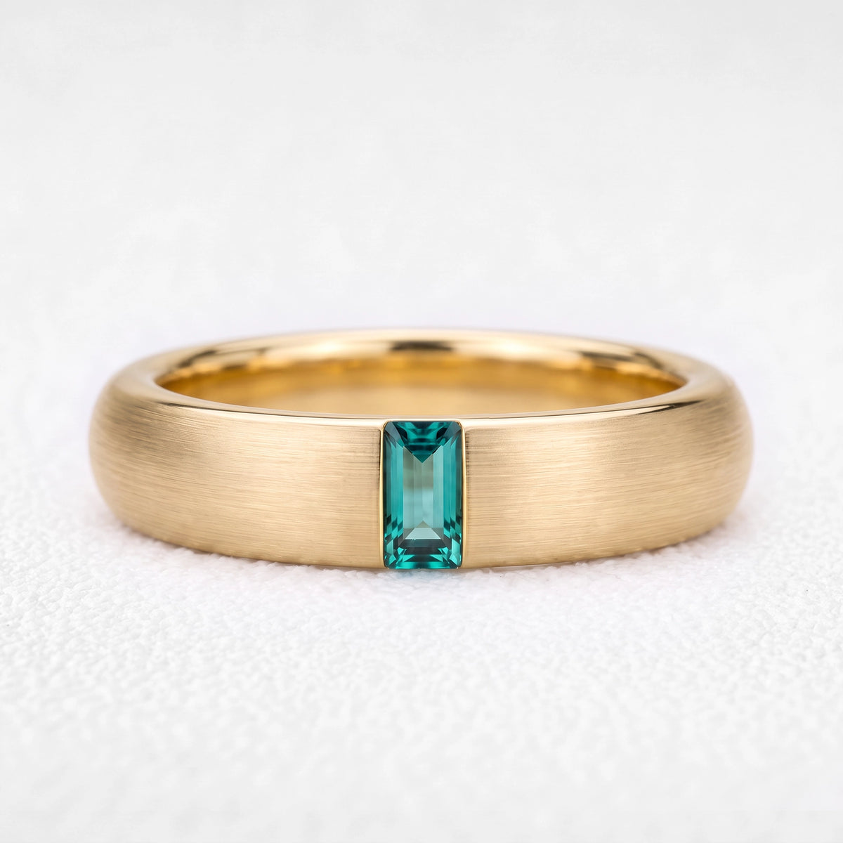Marcus’s Keystone | Satin-Finished Emerald Men’s Band