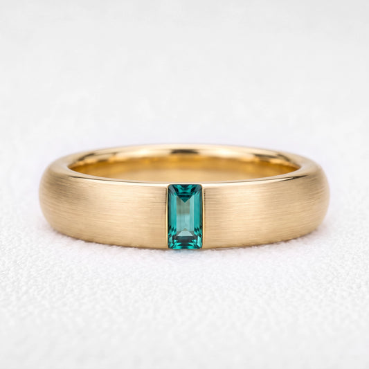 Marcus’s Keystone | Satin-Finished Emerald Men’s Band