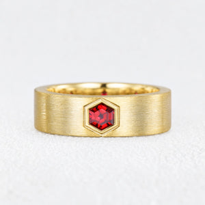 Alexander‘s Aegis | Hexagon Ruby Brushed Men’s Band
