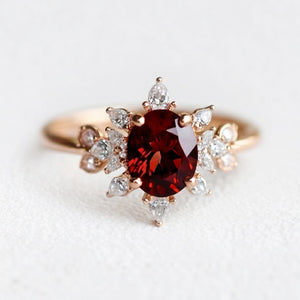 Scarlett’s Midnight | Oval Garnet Engagement Ring.
