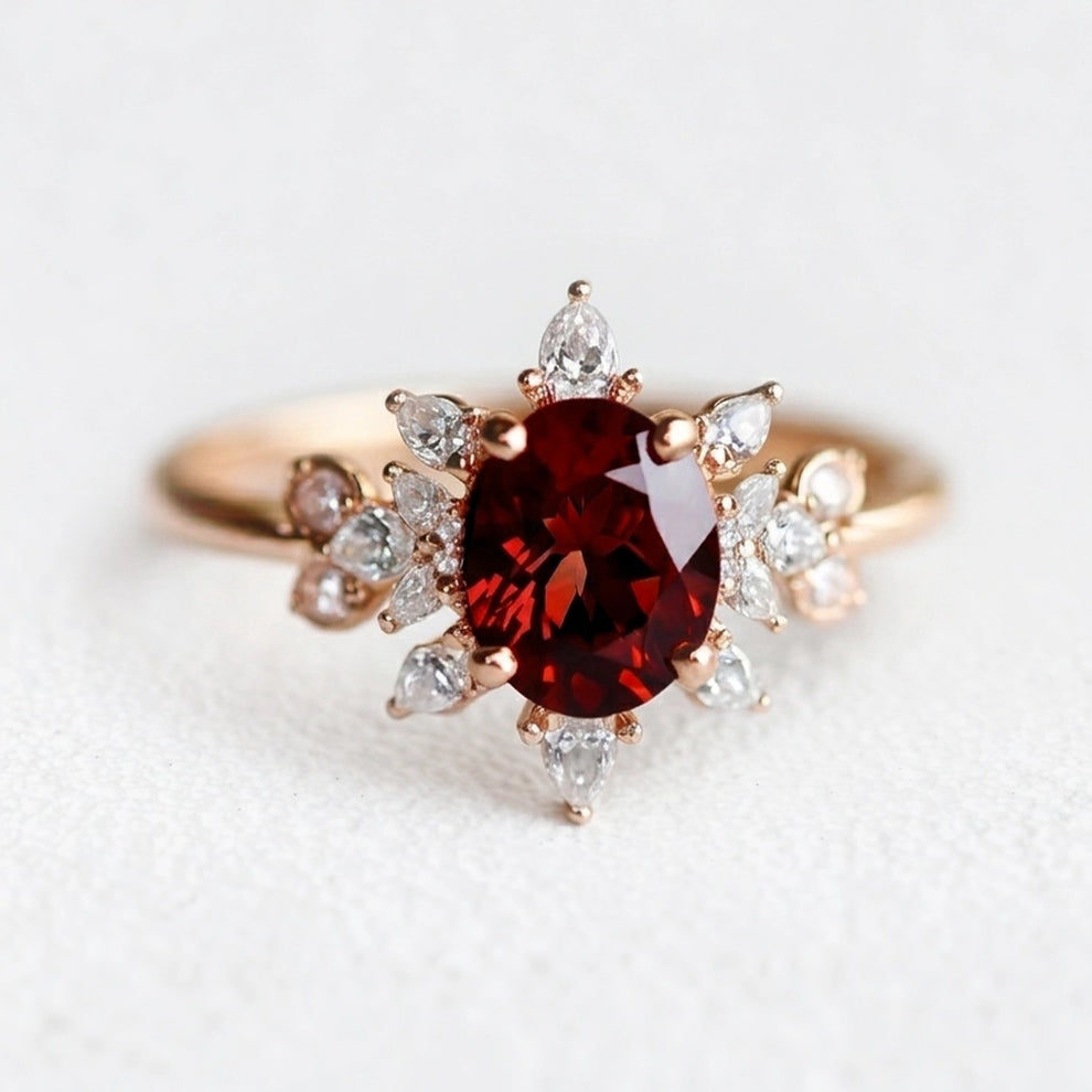 Scarlett’s Midnight | Oval Garnet Engagement Ring.
