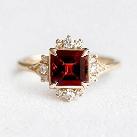 Victorian Hearth | Red Garnet Engagement Ring