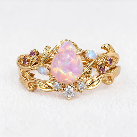 Ophelia‘s Mirage | Pear Opal Foliage Bridal Duo