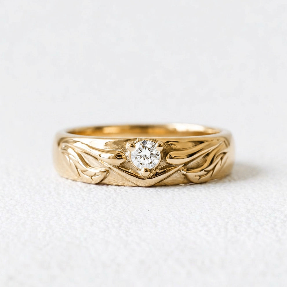 Ivy’s Spark | Diamond Leaf Wedding Band.