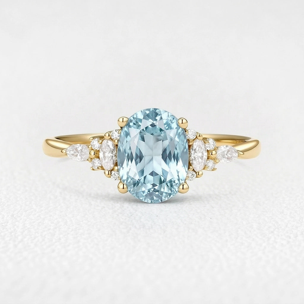 Celine’s Azure | 1.5CT Classic Oval Aquamarine Engagement Ring